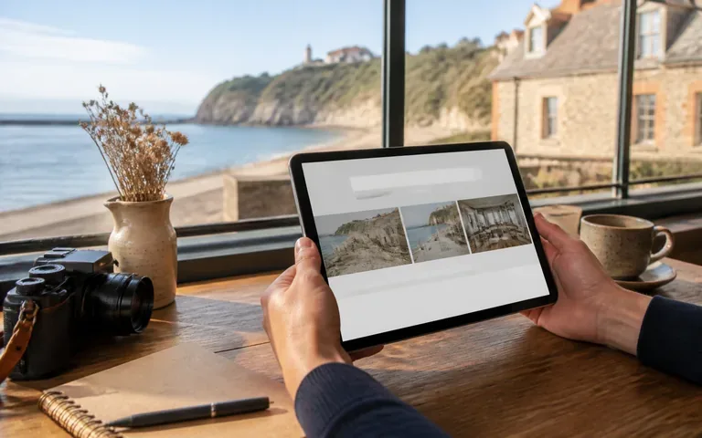 Professionnel consultant les informations de son site